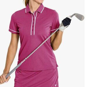 M MAELREG Womens Golf Polo Shirt Short Sleeve 6-Button Size XS